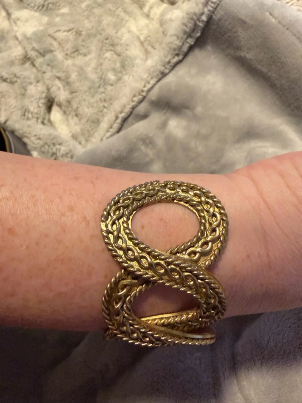 Rustic Cuff Gold Bangle - Picture 6 of 6